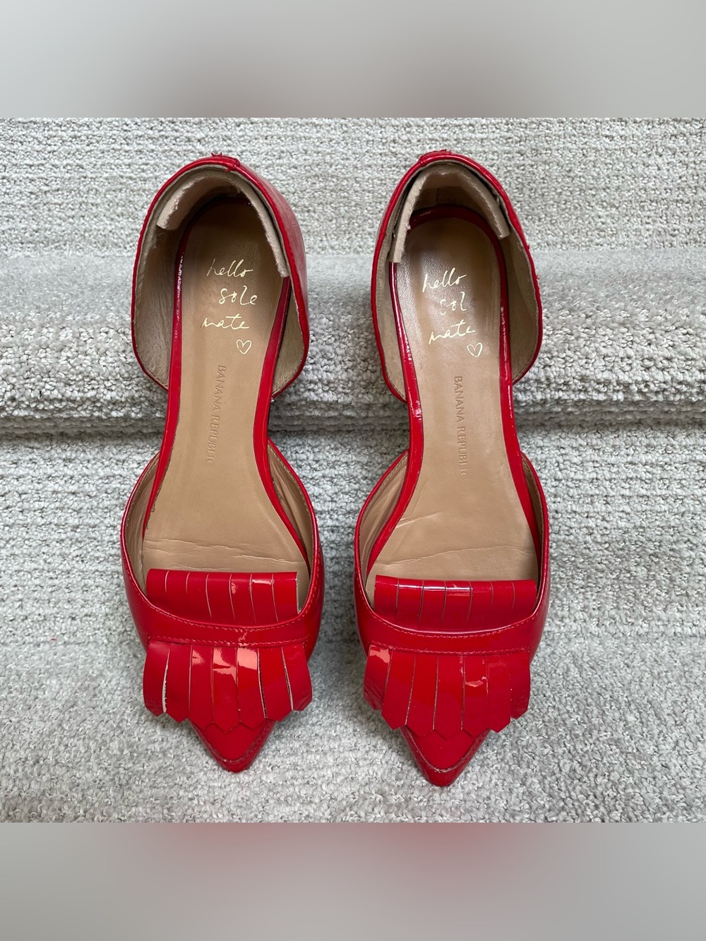 Banana Republic Red Patent Leather d'Orsay Kiltie Fringe Flats - Size:8M